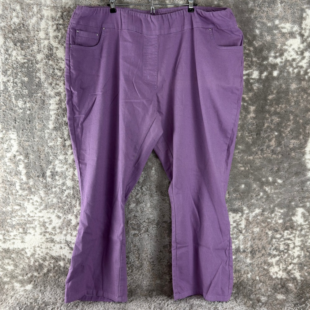 Blair Plus Size 26W Elastic Waist Comfort Straight Leg‎ Pants Purple Women